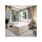 Lit adulte 160x200 positano - ensemble relaxation �lectrique en tissu beige