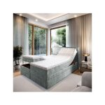 Lit adulte 160x200 positano - ensemble relaxation �lectrique en tissu gris clair