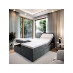 Lit adulte 160x200 positano - ensemble relaxation �lectrique en tissu gris fonc�