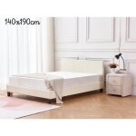 Lit adulte 2 places 140x190 cm melbourne similicuir blanc avec sommier intgr