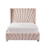 Lit 2 places 180x200cm bonifacio velours sommier int�gr� - beige