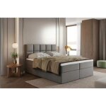 Lit adulte 200x200 cm bali - avec matelas ressorts int�gr�s rangement et surmatelas - tissu velours ? ...