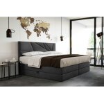 Lit adulte 200x200 cm verdelux - avec rangement matelas ressorts ensach�s et surmatelas - tissu velours ...