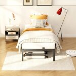 Lit m�tal 90x200 cm - auralum max - lit adulte - 14 lattes m�talliques - rangement sous le lit - robuste ...