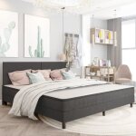 Lit adulte chambre adulte vintage - gris tissu 200 x 200 cm