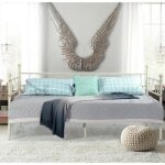 Lit adulte contemporain en m�tal - dorafair - simple 1 place - blanc - structure m�tallique �l�gante