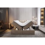 Lit adulte 140x200 cm palermo - avec matelas ressorts int�gr�s rangement et surmatelas - tissu velours ...