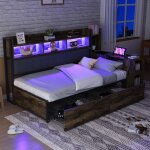 Lit adulte lit enfant 90 x 200cmavec bureau escamotable grands tiroirs & rangements m�tal et bois bois ...