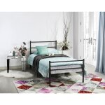 Lit adulte en m�tal dorafair - design simple - sommier int�gr� - noir