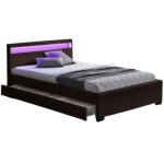 Lit 2 places 140x190 cm tiroirs et led sommier inclus