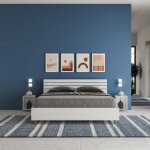 Lit ankel fisso - t�te de lit inclin�e - lattes en fr�ne blanc - dimensions 160 x 190 cm