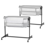 Lit d?appoint 2 en 1 kinderkraft nestee up 2 autonome - 5 niveaux de hauteur matelas inclus gris