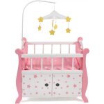 Lit armoire en bois poupe avec mobile - rose et blanc - dim. 57x31x78 cm - poupons jusqu 46 cm - accessoire ...