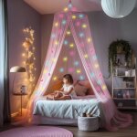 Lit � baldaquin pour enfants - zokko - licornes luisantes - 1020x230x56 cm - filet en polyester - installation ...
