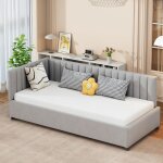 Lit banquette 90x200cm simple capitonn� pour adultes enfants et adolescents flanelle gris