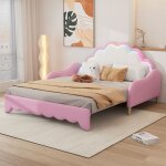 Lit banquette adulte 140x200 cm lit rembourr� led transformable en lit lit simple sans matelas rose
