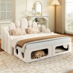 Lit banquette adulte 180x200 cm lit enfant convertible 2 - en - 1 avec couchage pour animal dossier velours ...