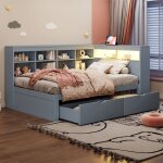 Lit banquette en bois massif avec rangements 90 x 200 cm evryae