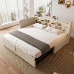 Lit banquette gigogne 90x190 / 200 cm 2 personnes avec rangement usb + typec sommier � lattes sans matelas ...