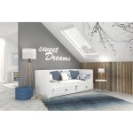 Lit banquette 2 personnes hermes 80x200 / 155x200 cm 1 matelas 1 sommier et 2 tiroir inclus