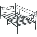 Lit banquette en metal noir avec sommier a lattes metalliques 90 x 200 cm 03 0004911