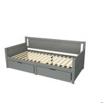 Lit banquette - lit simple 90x200 cm avec lit enfant grand rangement avec deux compartiments bois massif ...