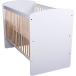 Kmbaby lit b�b� 120x60 cm pin - aubier avec sommier � lattes - lit b�b� 3 niveaux r�glable en hauteur ...