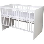 Kmbaby lit tany blanc 120 x 60 cm - lit bb avec sommier  lattes 3 niveaux rglables en hauteur sans ...