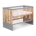 Lit bb 2 en 1 transformable en lit avec barrire de scurit - gris et beige - 120 x 60 cm - pauline ...