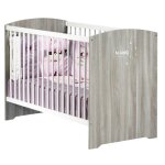 Lit bb  barreaux - 120 x 60 cm - babyprice smile - chne silex - blanc