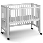 Lit b�b� � barreaux cododo en h�tre massif blanc 40x90 cm - tissi - lit dappoint - mixte - bois naturel ...