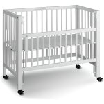 Lit bb  barreaux cododo maxi boxspring en htre massif blanc 50x90 cm