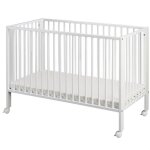 Lit bb  barreaux pliable - marque - modle - htre massif - blanc - matelas inclus