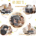 Lit b�b� cododo 5 en 1 - alightup - lit b�b� berceau cododo pour b�b� 0 - 36 mois lit parapluie avec ...