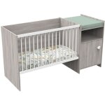 Lit bb combin - 120x60cm - evolutif en 90x190cm - babyprice up - chne - avec commode  langer 1 porte ...