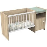 Lit bb combin - 120x60cm - evolutif en 90x190cm - babyprice up - dcor bois - avec commode  langer ...
