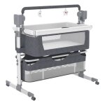 Lit b�b� �lectrique avec bluetooth 5 vitesses de bercement moustiquaire pliable - gris fonc�
