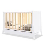 Lit bébé évolutif avec tiroir timeo 60x120 cm (matelas non inclus) blanc & bois Lit bébé évolutif avec tiroir timeo 60x120 cm (matelas non inclus) blanc & bois