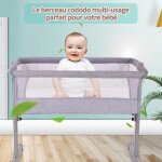 Lit bb pliable 2 en 1 berceau bb mobile lit dappoint hauteur rglable fentre en filet roues et pochette ...