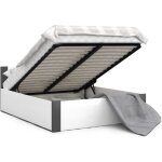 Lit coffre boston 160x200 - sommier inclus blanc - gris