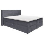 Lit boxspring 2x80x200 velours gris + matelas et surmatelas - brandon