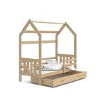 Lit cabane 2 80x160 pin livr avec sommiers tiroir et matelas en mousse de 7cm