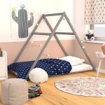 Lit cabane apache 90x190 + 1 sommier / gris