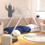 Lit cabane apache 90x190 + 1 sommier / blanc