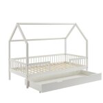 Lit cabane avec barrières - baïta - gamme tiny - pin massif blanc - 90 x 190cm - sommier + tiroir inclus ... Lit cabane avec barrières - baïta - gamme tiny - pin massif blanc - 90 x 190cm - sommier + tiroir inclus ...