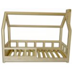 Lit cabane en bois de pin massif 160 x 200 cm sommier inclus modele neo avec barrières Lit cabane en bois de pin massif 160 x 200 cm sommier inclus modele neo avec barrières