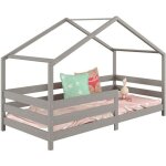 Lit cabane rena lit simple montessori pour enfant 90 x 190 cm avec barrires de protection en pin massif ...