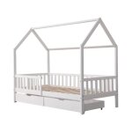 Lit cabane pour enfant 190x90cm blanc avec tiroirs marceau