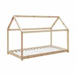 Lit cabane montessori. bois massif en pin naturel - tobias - sommier inclus. 90 x 190 cm