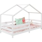 Lit cabane rena lit simple montessori pour enfant 90 x 200 cm avec barrires de protection en pin massif ...
